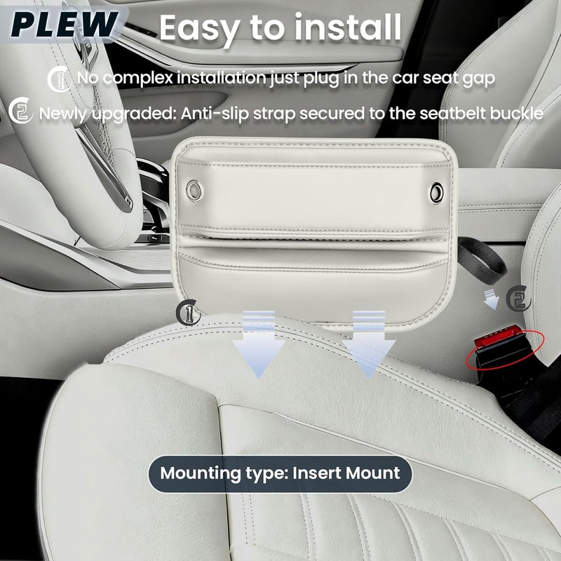 PLEW 2-Packs Car Seat Gap Filler, Premium Leather Console Organizer Universal Fit for Car SUV Truck Multi-Purpose Essentials Organizer - Anti-Drop Auto Interior Accessories（Macchiato Beige - Image 4